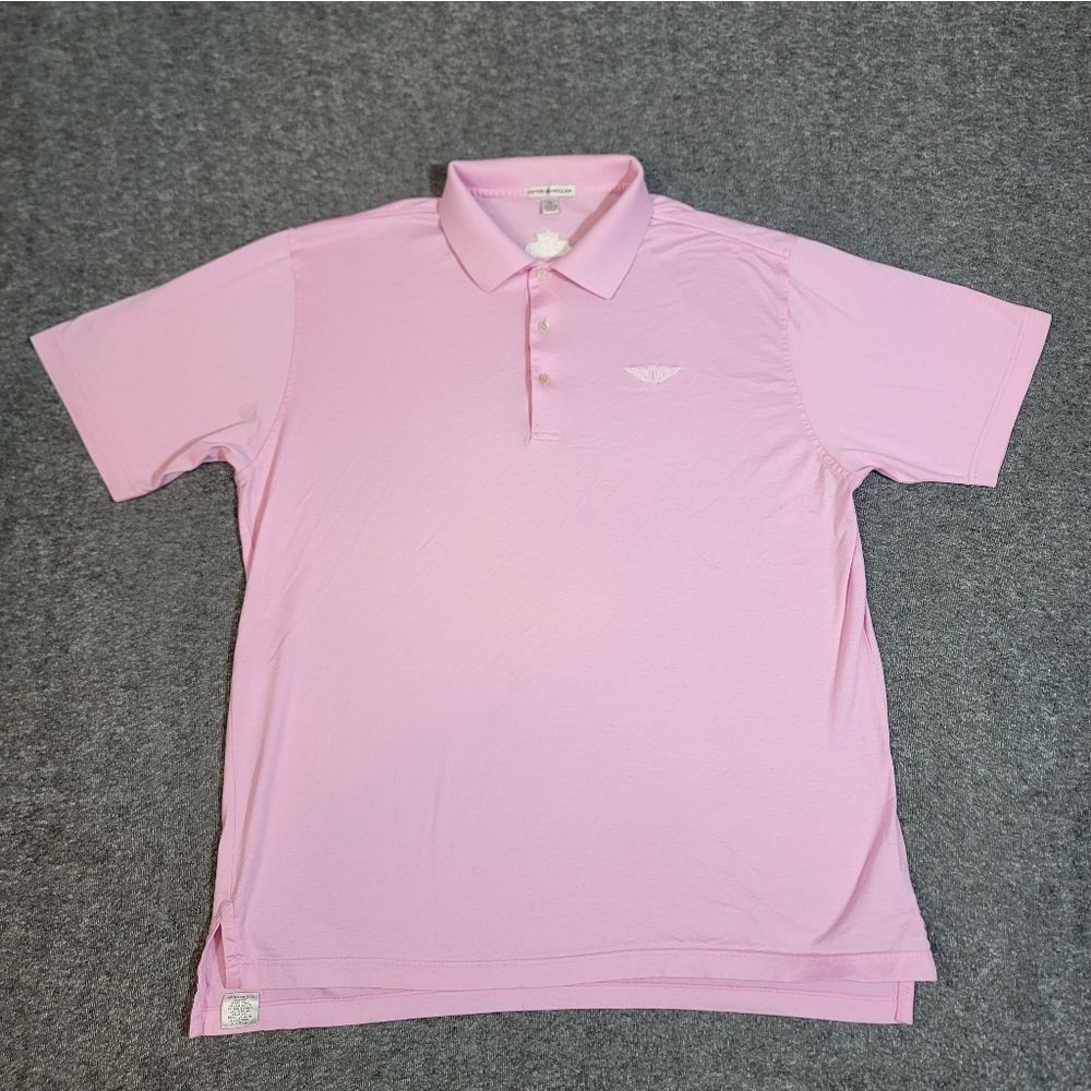 Peter Millar Polo Shirt Mens XL Pink Cotton Embroidered Crown Logo Golf Casual .